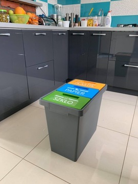 Тройной контейнер для сортировки мусора 40 л + мешки