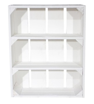 БЕЛАЯ ДЕРЕВЯННАЯ КОРОБКА с полкой, книжным шкафом и шкафом