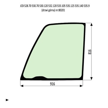SZYBA DRZWI GÓRNA JCB 528 530 532 533 540 541 560