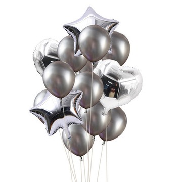 Oryginalny zestaw Balony SREBRNE serce gwiazda Z18