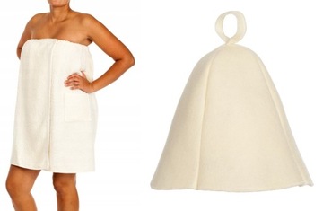 SAUNA - KILT / RĘCZNIK 70*140 + CZAPKA SAUNA ECRU