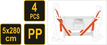 РЕМНИ ДЛЯ ПЕРЕДВИЖЕНИЯ МЕБЕЛИ 5 Х 280 СМ VOREL 74722