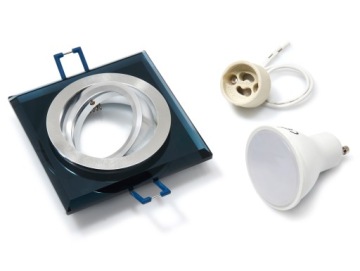 ZESTAW OPRAWA HALOGENOWA SZKLANA + LED 3W + GU10
