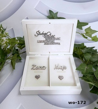 Pudełko na koperty duże +obrączki złote dekory