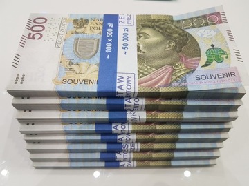 Банкноты номиналом 500 злотых для развлечения и обучения, упаковка 100 штук + БЕСПЛАТНО