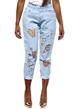 #ТЮЛЬ_ элегантные женские синие весенние брюки HOLE JEANS XS