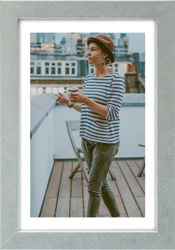 RAMA DREWNIANA SREBRNA FOTO RAMKA 50x70 CM
