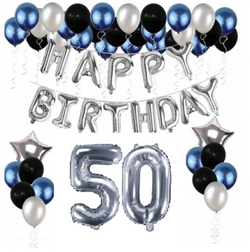 BALONY ZESTAW pięćdziesiątkę cyfra 50 LAT urodziny