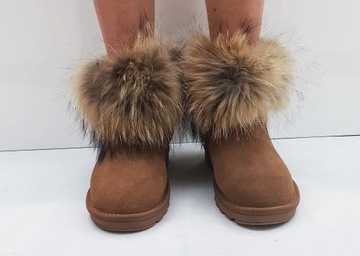 КОРИЧНЕВЫЕ КОЖАНЫЕ СНЕЖНЫЕ БОТИНКИ EMU НА МЕХЕ 37