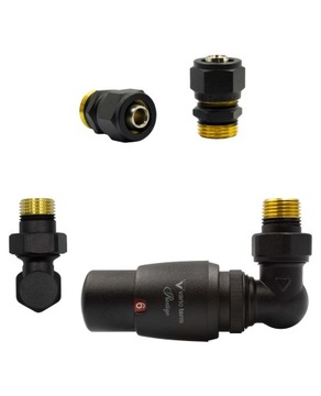 Zawory termo trójos Master +PEX16 czarny str Prawy
