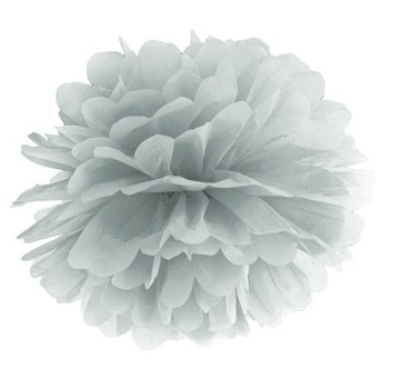 Pompon POMPONY z bibuły KULA 25 cm SREBRNY MATOWY