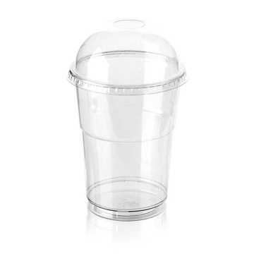 KUBKI PET 400ML Z WIECZKIEM WYPUKŁYM BEZ OTWORU