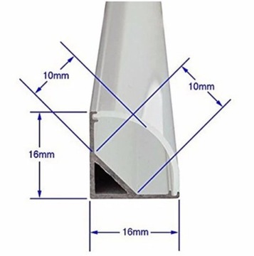 ПРОФИЛЬ угловая светодиодная лента, 1м, со стеклом