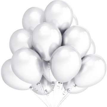 balony BIAŁE ROCZEK CHRZEST 25 szt metal. PERŁOWE