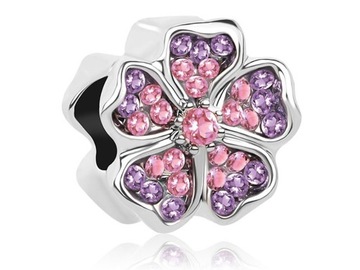 CHARMS BEADS KORALIK MODUŁ SREBRO KWIATEK FLOWER
