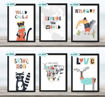 ANIMAL MAPS Obrazek 40x50 plakat, grafika dzieci #53