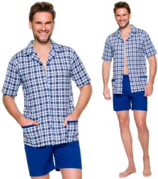 ROZPINANA BAWEŁNIANA PIŻAMA MĘSKA KOŁNIERZYK L