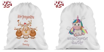 Worek na Prezenty Nadruk Święta Mikołaj 80 x 60 cm Opakowanie