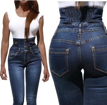 #RED-135 JEANS dopasowane rurki GORSETOWE 26/ XS