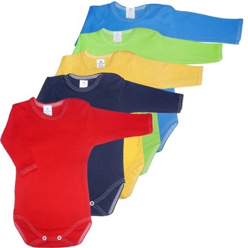 Body długi rękawek 5 sztuk kolorowa bawełna r. 92