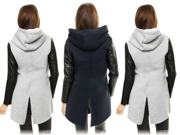 МОДНАЯ КУРТКА, КОЖАНЫЙ КАПЮШОН, Размер 48