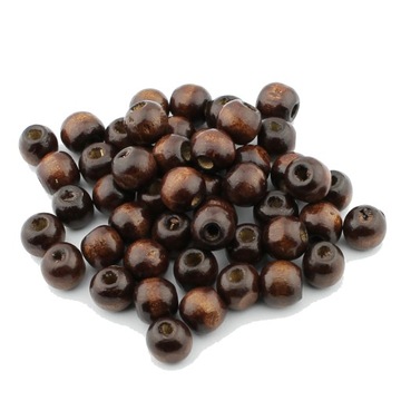 KORALIKI DREWNIANE DREWNO BRĄZOWY 10mm 50szt KULE