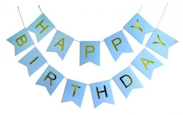 Girlanda urodzinowa baner niebieska Happy Birthday