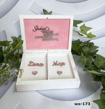 Pudełko na koperty duże +obrączki złote dekory