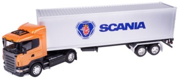 Модель 1:32, SCANIA R470, трактор помаранчевий - напівпричіп срібляста