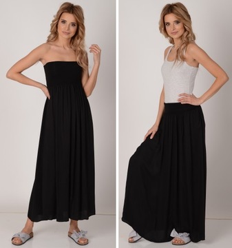 Летняя длинная юбка на кулиске Черная