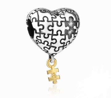 charm modułowy Charm zawieszka serce puzzle miłość love
