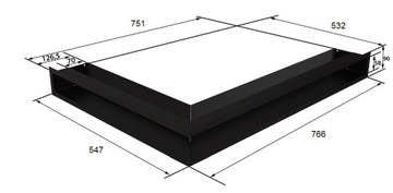 КАМИННАЯ РЕШЕТКА левая, LUFT 766x547x90 inox, 3 ШТ.