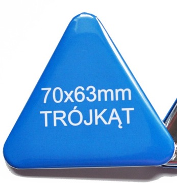 Przypinki Buttony Trójkąt Nietypowe 70x63mm 500szt