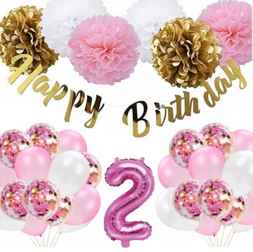 BALONY Zestaw dekoracji 2 LATKA urodziny ROSE