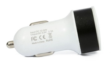 ŁADOWARKA SAMOCHODOWA 2xUSB 2.1A 5 KOLORÓW 12/24V