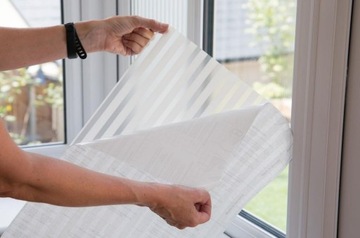 Оконный шпон Статическая оконная пленка МОЛОЧНЫЕ ПОЛОСКИ Декор 45х150см