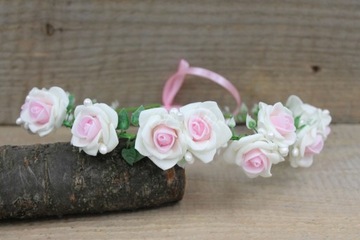 БЕЛО-РОЗОВЫЙ венок для причастия с жемчугом для причастия