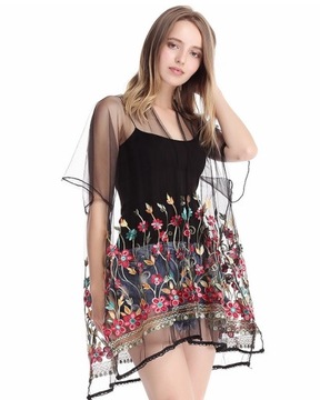 УНИВЕРСАЛЬНЫЙ ПЕНИУАР С ЦВЕТОЧНОЙ ВЫШИВКОЙ КРАСОТА МОДА АЗИАТСКИЙ СТИЛЬ ТУРЕЦКИЙ ЦВЕТОК