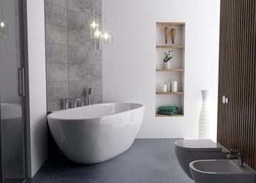 СВОБОДНОСТОЯЩАЯ ВАННА 150х77 МАНДАЛ + СИФОН + ПОЛКА