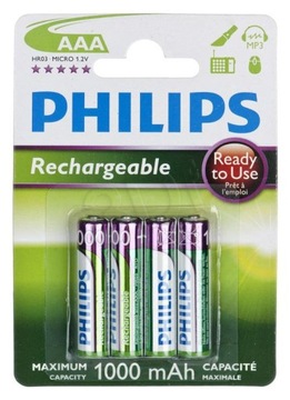 Akumulatorki PHILIPS R03/AAA 1000mAh RTU Naładowan
