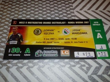 Bilet Górnik Łęczna - Legia Warszawa 9.05.2007