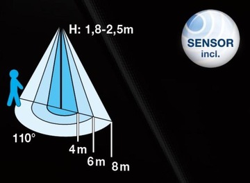 Kinkiet Elewacyjny LED 1L Sensor Ruchu IP44 Inox