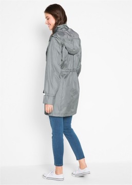 Женское серое классическое пальто с капюшоном, размер 44.