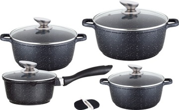 Набор кастрюль, гранитные алюминиевые кастрюли, большая кастрюля, 8 предметов, GR10