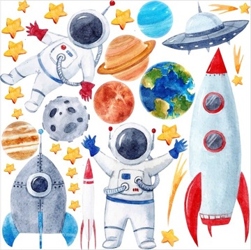 KOSMOS GWIAZDY PLANETY NAKLEJKI NA ŚCIANĘ XXL WOW