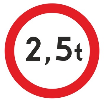 Znak B18 Zakaz wjazdu pojazdów o masie 2,5t 400mm