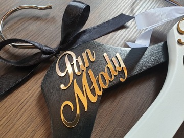 Вешалки Жених и невеста с надписью золотое зеркало набор свадебных вешалок