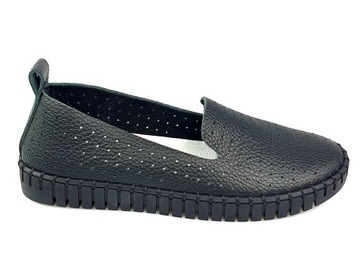 NESSI 18390 miękkie mokasyny slip on czarne 39