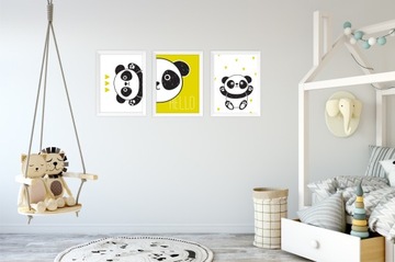 PANDA zestaw TRZECH obrazków plakatów A3 + RAMKI!
