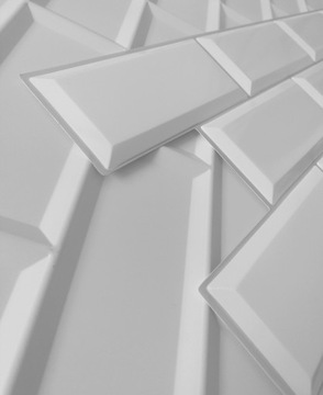 Панели для настенной плитки Белый 3D ПВХ СЕРЫЙ ШОВ